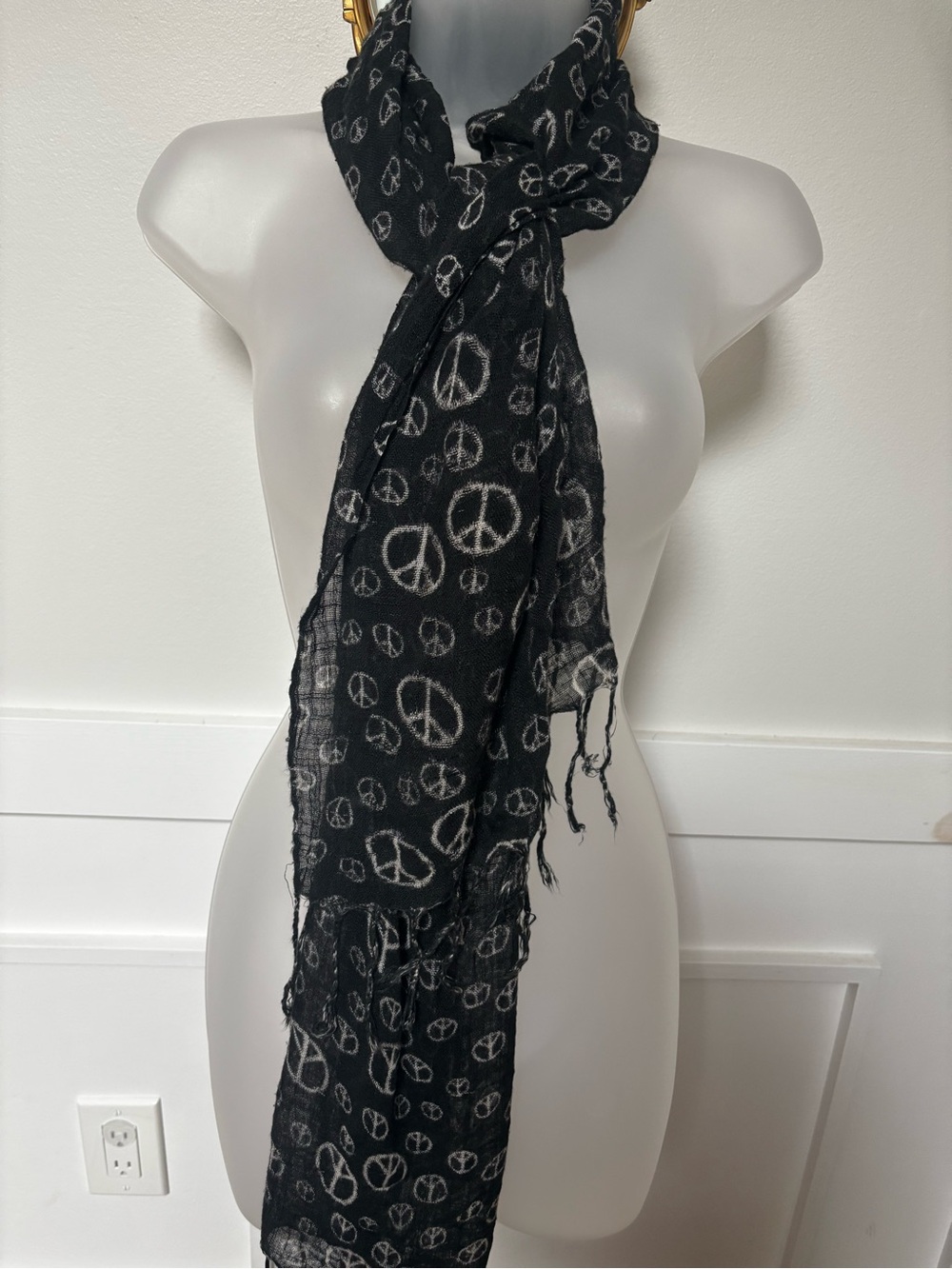 Black Peace Sign Scarf